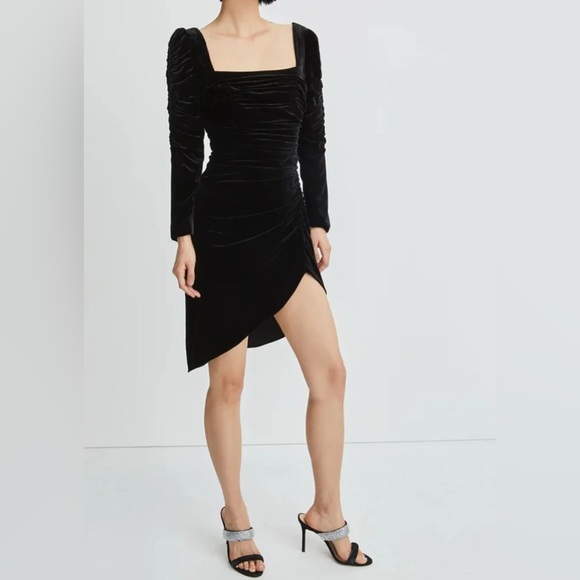 NWT Veronica Beard Toki Ruched Crushed Velvet Mini Black Dress Holiday Witchy - Picture 12 of 16